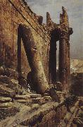 Gustav Bauernfeind Temple Ruins of Baalbek France oil painting artist